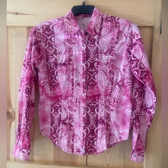 Wrangler Tops - Wrangler Twenty-X Pink Paisley Pearl Snap Button-Up Shirt Size Small
